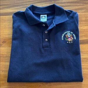 Cotton Deluxe Men’s L Navy Blue Short Sleeve Shirt-commander-in-Chief NWOT